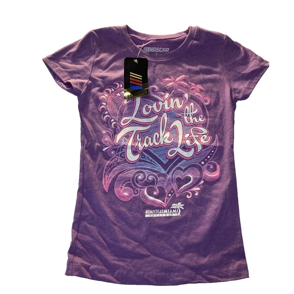 "NASCAR T Lovin' The Track Life-Shirt – Youth Girl Small, Purple, New with Tags"